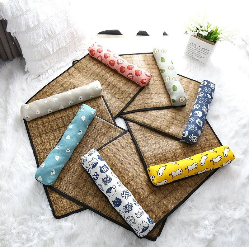 Cat Natural Cooling Mat Summer Pet Self Cooling Pad Cat Bed Mat For Dogs Indoor Rattan Weave Mat Sleeping Cat Bed