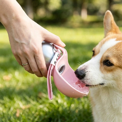 gourde-pour-chien-métal-rose