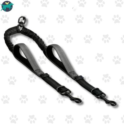 laisse pour chien double poignees grises