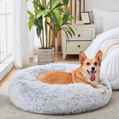 panier-chien-gris-clair-rond