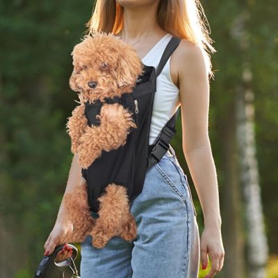 sac-de-transport-pour-chien-respirant-noir-fille-debout